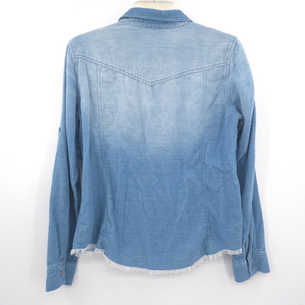 Anthropologie Cloth & Stone Corduroy Button Down Shirt Women Size S Blue Western - Picture 11 of 12